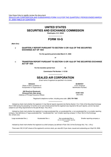 Thumbnail Sealed Air
 10-Q Quarterly Report FY 