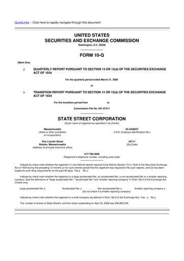 Thumbnail State Street Corporation
 10-Q Quarterly Report FY 