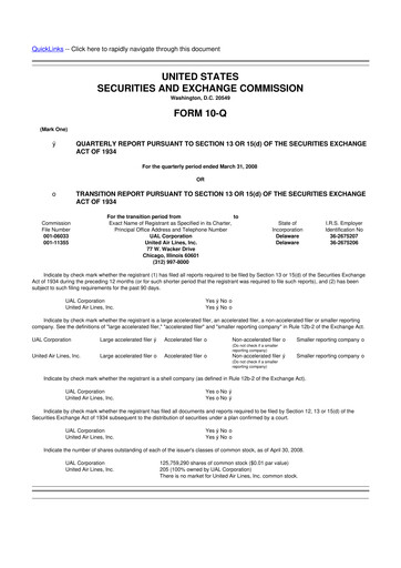 Thumbnail United Airlines Holdings
 10-Q Quarterly Report FY 