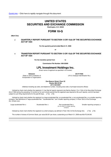 Vorschaubild LPL Financial
 10-Q Quartalsbericht  