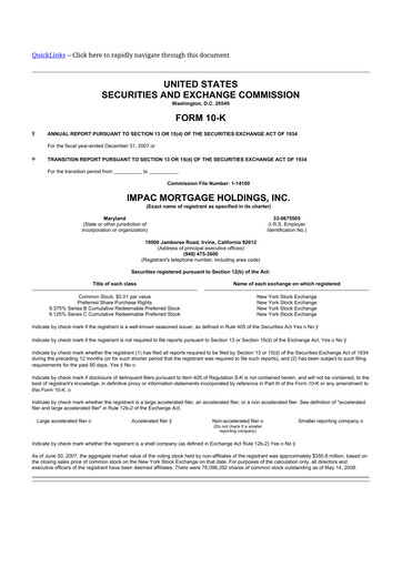 Thumbnail Impac Mortgage Holdings 10-K Annual Report 