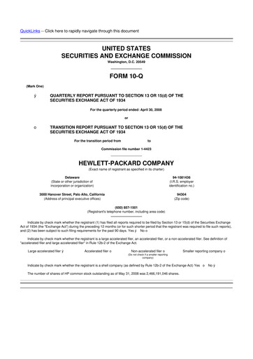 Miniature HP 10-Q Rapport trimestriel  