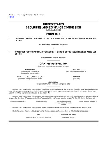 Vorschaubild CRA International
 10-Q Quartalsbericht  