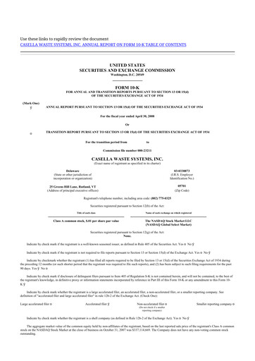 Thumbnail Casella Waste Systems
 10-K Annual Report 