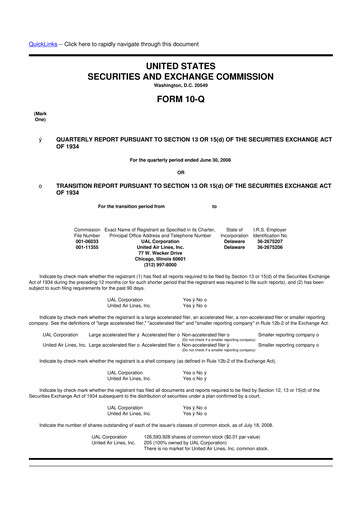 Thumbnail United Airlines Holdings
 10-Q Quarterly Report FY 