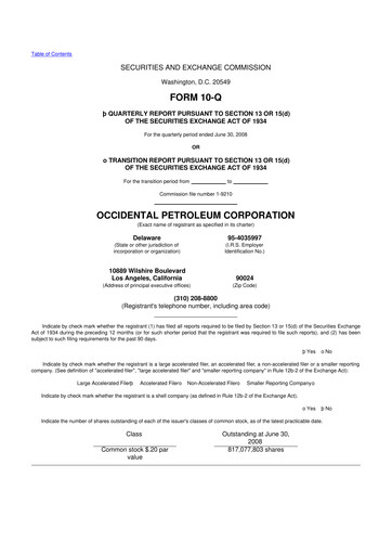 Vorschaubild Occidental Petroleum 10-Q Quartalsbericht  