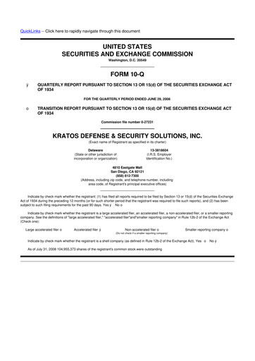 Thumbnail Kratos Defense & Security Solutions 10-Q Quarterly Report FY 