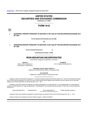 Thumbnail Iron Mountain 10-Q Quarterly Report FY 