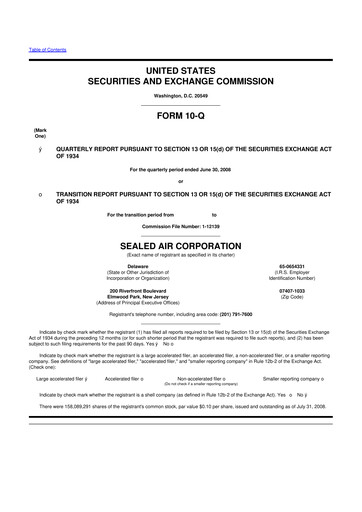 Thumbnail Sealed Air
 10-Q Quarterly Report FY 