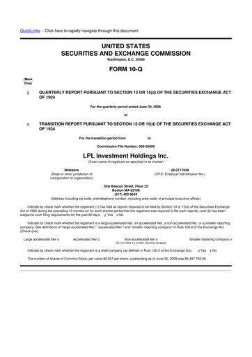 Vorschaubild LPL Financial
 10-Q Quartalsbericht  