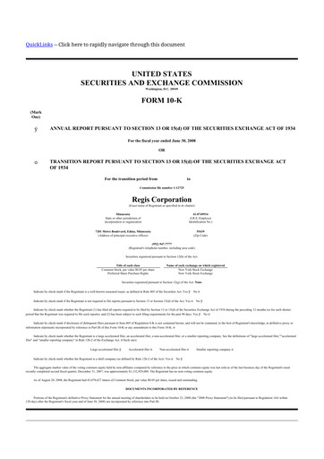 Thumbnail Regis Corporation
 10-K Annual Report 