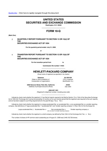 Miniature HP 10-Q Rapport trimestriel  