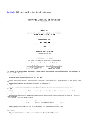 Miniature Diageo 20-F Rapport annuel 