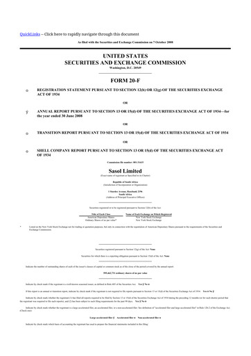 Thumbnail Sasol 20-F Annual Report 