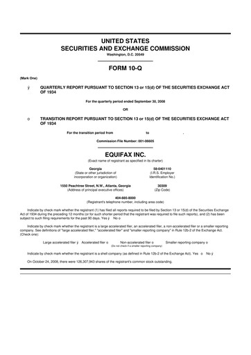 Vorschaubild Equifax 10-Q Quartalsbericht  