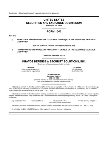 Thumbnail Kratos Defense & Security Solutions 10-Q Quarterly Report FY 