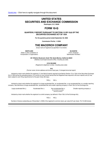 Thumbnail Macerich 10-Q Quarterly Report FY 