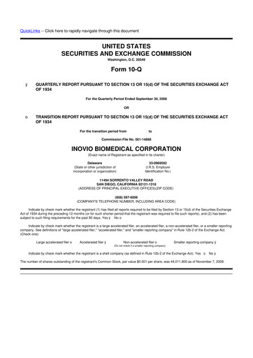 Vorschaubild Inovio Pharmaceuticals 10-Q Quartalsbericht  