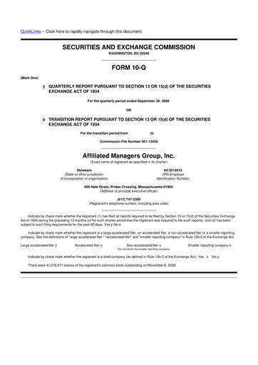 Miniature Affiliated Managers Group 10-Q Rapport trimestriel  