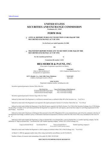 Thumbnail Helmerich & Payne

 10-K Annual Report 