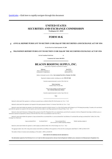 Miniature Beacon Roofing Supply 10-K Rapport annuel 