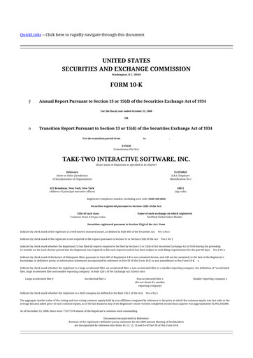 Thumbnail Take-Two Interactive
 10-K Annual Report 