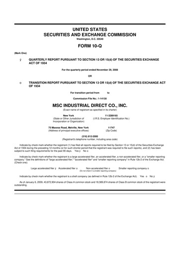 Thumbnail MSC Industrial Direct 10-Q Quarterly Report FY 