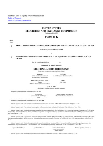 Thumbnail Silicon Labs
 10-K Annual Report 