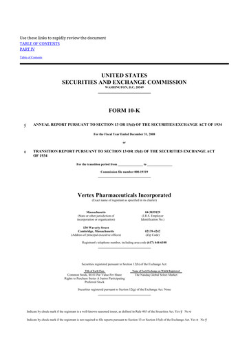 Thumbnail Vertex Pharmaceuticals 10-K Annual Report 
