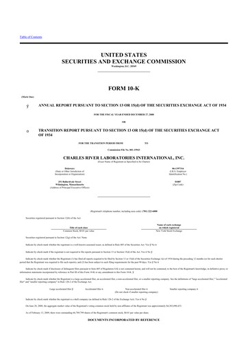 Thumbnail Charles River Laboratories
 10-K Annual Report 