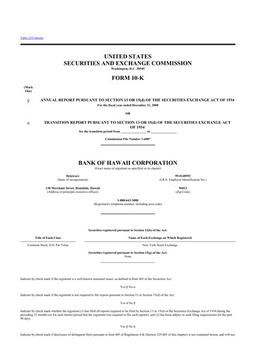 Thumbnail Bank of Hawaii
 10-K Annual Report 