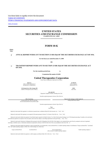 Thumbnail United Therapeutics 10-K Annual Report 