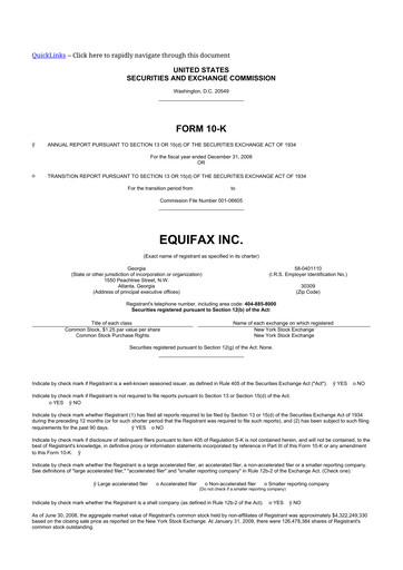 Thumbnail Equifax 10-K Annual Report 
