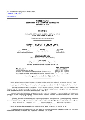 Thumbnail Simon Property Group 10-K Annual Report 