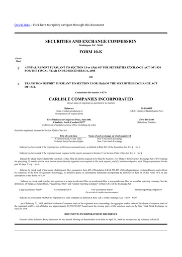 Thumbnail Carlisle Companies
 10-K Annual Report 