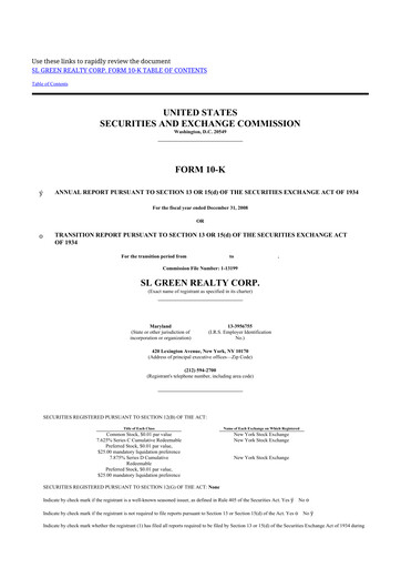 Miniature SL Green Realty
 10-K Rapport annuel 