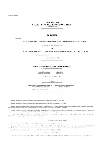 Thumbnail Edwards Lifesciences 10-K Annual Report 