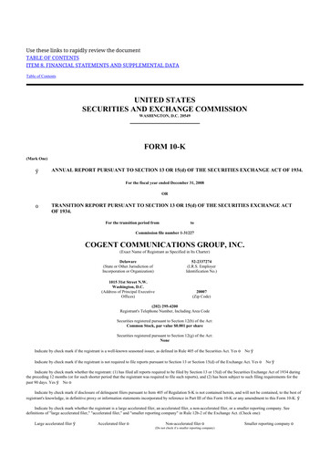 Thumbnail Cogent Communications
 10-K Annual Report 