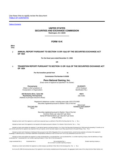 Thumbnail PENN Entertainment
 10-K Annual Report 