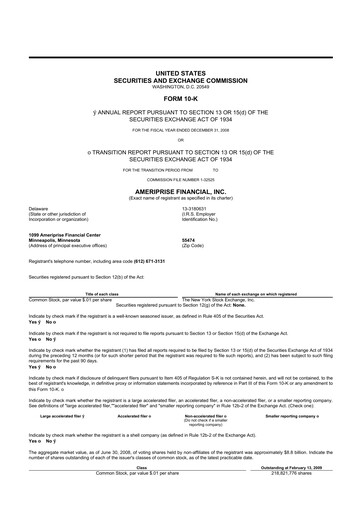 Thumbnail Ameriprise Financial
 10-K Annual Report 