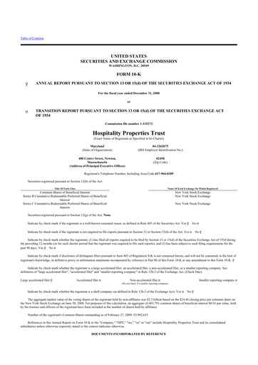 Thumbnail Service Properties Trust 10-K Annual Report 