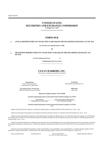 Thumbnail Clean Harbors
 10-K Annual Report 