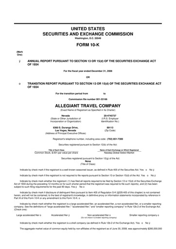 Thumbnail Allegiant Travel Company 10-K Annual Report 