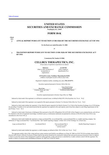 Thumbnail Celldex Therapeutics 10-K Annual Report 