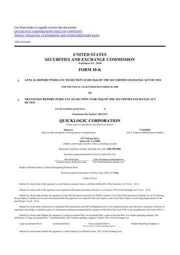 Thumbnail Quicklogic 10-K Annual Report 