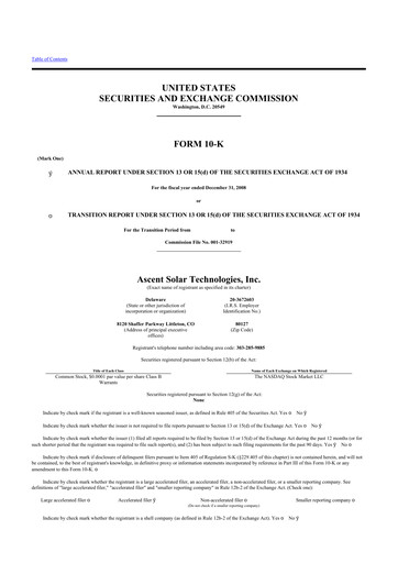 Thumbnail Ascent Solar Technologies 10-K Annual Report 