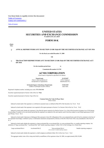 Thumbnail ACNB Corporation
 10-K Annual Report 