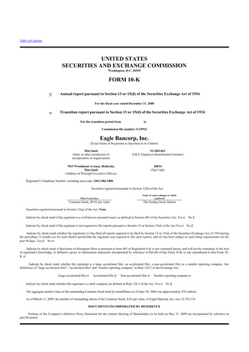 Thumbnail Eagle Bancorp 10-K Annual Report 