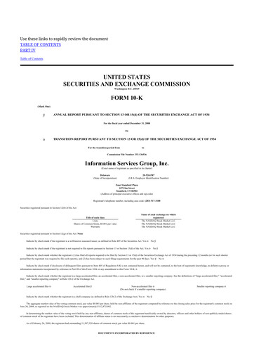 Thumbnail Information Services Group 10-K Annual Report 