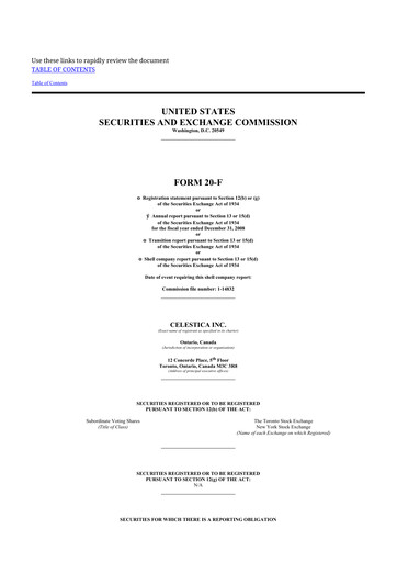 Thumbnail Celestica 20-F Annual Report 